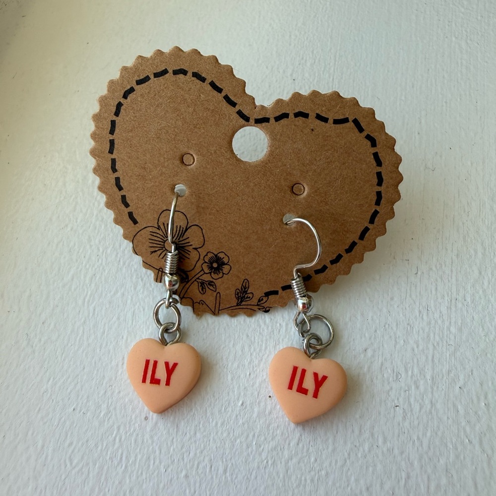 Conversational Heart-Shaped‎ ILY Earrings